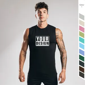 Custom Print Fabric Sleeveless T Shirt US Size Oversize Gym Outfit Workout Man Tank Top