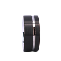 Gravure gratuite 10MM Carbure de tungstène Alliance Argent Groove Noir Mat Finition Bague à la mode