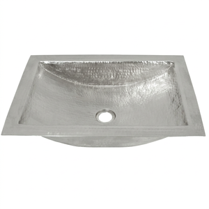 Produit de haute qualité, lavabo de salle de bain rectangulaire moderne en nickel martelé, lavabo en métal à poser sur le comptoir - Product Image 1
