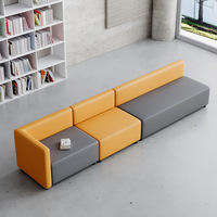 Conjunto de Sofás Modulares Modernos con Armazón de Madera Maciza y Tapicería de Cuero PU para Uso Comercial en Hospitales, Hoteles, Escuelas y Salas de Estar