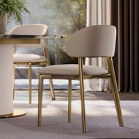 Chaise de salle à manger et de banquet ronde en acier inoxydable doré de haute qualité VL, style moderne pour hôtel, chaises en métal et en cuir