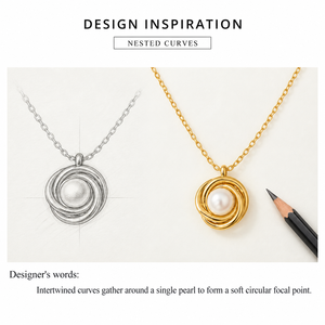 Collier Nid de Perles en Acier Inoxydable Plaqué Or 14K sous Vide avec Pendentif Rond en Perle d'Imitation - Product Image 4