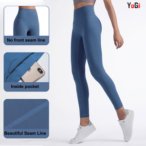 Leggings de yoga et de fitness personnalisés pour femmes, taille haute, longueur cheville, effet ventre plat, <span class=keywords><strong>push</strong></span>-<span class=keywords><strong>up</strong></span>, avec poches, couleur unie, extensibles dans quatre directions, 45 couleurs - Product Image 2