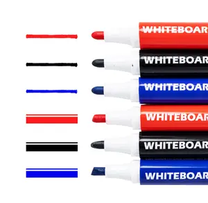 Rotulador de punta redonda borrable, rotulador de tinta en rojo, azul y negro