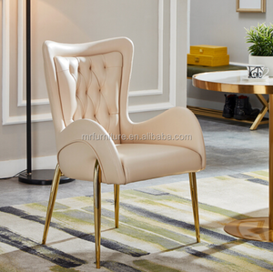 Luxury Stainless Steel <strong>Dining</strong> <strong>Chair</strong> PU <strong>Leather</strong> Upholstery Armrest <strong>Chair</strong> for Hotel Restaurant - Product Image 2