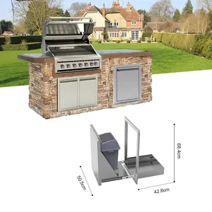 New Design Wholesale Stainless Steel Grill Island Prefab Outdoor Kitchen Drawer Sliding Basket Cabinet