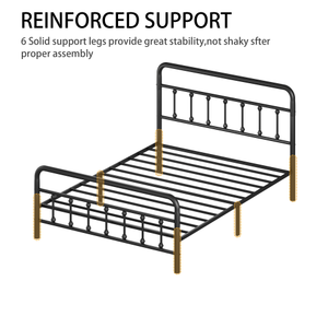 Modern <b>Adjustable</b> Convertible Full Size Metal <b>Bed</b> Frame with Headboard Soft <b>Bed</b> Design Structurally Stable Under <b>Bed</b> Storage - Product Image 3