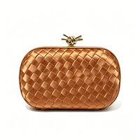 Pochette de soirée élégante en soie de Shandong haut de gamme, motif losanges tissés, sacs à main de luxe pour femme avec chaîne