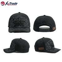 Casquettes de baseball rétro haut de gamme OEM ODM avec patch en cuir, unisexe, noires, style streetwear, personnalisables avec lettres brodées en strass