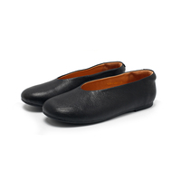 Chaussures plates en cuir véritable pour femmes, antidérapantes, à bout fermé, style décontracté