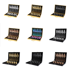 Ensemble <span class=keywords><strong>de</strong></span> Vaisselle en Acier inoxydable Cuillère <span class=keywords><strong>et</strong></span> <span class=keywords><strong>Fourchette</strong></span> 24 pièces Couverts Couverts <span class=keywords><strong>Set</strong></span> <span class=keywords><strong>de</strong></span> Couverts en Or - Product Image 5