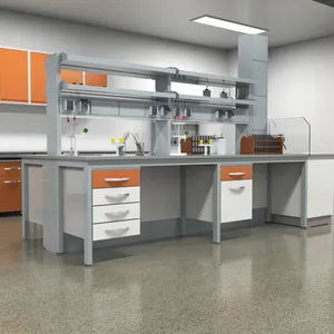 工作台实验室家具设备高中科学实验室工作台岛工作台带水槽/优质环氧树脂金属钢