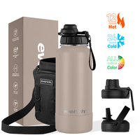 Bouteille d'eau isotherme en acier inoxydable à double paroi personnalisée, gourde de sport anti-fuite, thermos avec couvercle