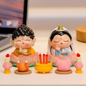 Figuras de Resina de Buda Infantil de Dibujos Animados, Lindas Decoraciones para Oficina y Sala de Estar, Símbolos de Dios de la Buena Suerte y del Dinero para Navidad - Product Image 3