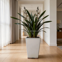 Pot de fleurs décoratif en céramique carré et haut, style vintage, blanc verni, pour plantes d'intérieur