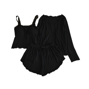 Nouveau pyjama femmes dentelle printemps et automne Modal coton pur désir avec coussinets de poitrine trois pièces ensemble pour usage externe - Product Image 6