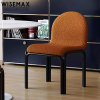 WISEMAX FURNITURE Chaise de salon élégante de style médiéval, structure en métal, assise en tissu, chaise de salle à manger pour villa