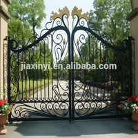 Portes automatiques battantes en fer forgé sur mesure pour entrée et allée de villa, usage extérieur, durables, écologiques, avec moteurs électriques