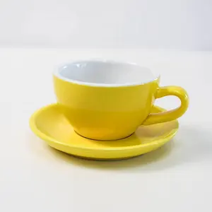 Coffeezone Latte Art Cup and Saucer for Latte & Cappuccino & Double Espresso, New Bone China, Mate for Coffee Shop and Barista