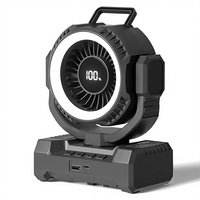 Ventilateur de camping portable rechargeable 10000mAh, pliable, avec lumière LED, USB Type-C, oscillant