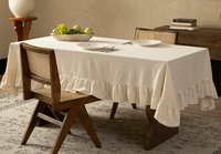 Nappe de table rectangulaire de luxe rétro française haut de gamme en pur coton uni teint, pour table basse