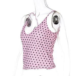 Camiseta de Verano con Estampado de Puntos, Sexy, Cuello en V, Estilo Y2K, Ajustada, Informal, para Mujer - Product Image 6