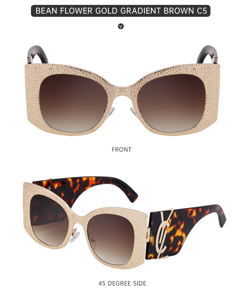 C5Leopard stampa borsa fiore dorato gradiente tè