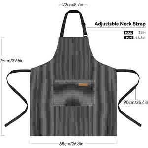 Grembiuli Unisex Personalizzabili con Logo, a Righe, Riutilizzabili in Poliestere e Cotone per <span class=keywords><strong>Chef</strong></span>, BBQ, Pubblicità, Ristoranti, Giardinaggio, Disegno e Pulizia - Product Image 2