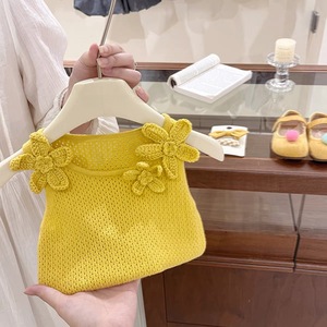 Girls Summer Lemon Yellow Floral Knitted Vest With Tulle Skirt Set Cotton Thin Two Piece Clothing - Product Image 2