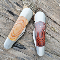 Couteau pliant manuel multifonction durable de qualité industrielle avec manche en bois et lame en acier inoxydable à bord lisse, design de luxe