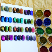 Pigment magnétique effet œil de chat à forte alignement, pigment magnétique effet caméléon avec effet néon galaxie hyper-évolutive pour le nail art