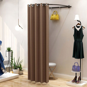Cabine d'Essayage Murale <span class=keywords><strong>de</strong></span> Luxe en Métal et Acier pour Boutique <span class=keywords><strong>de</strong></span> Vêtements, Vestiaire Noir avec Rideau - Product Image 2