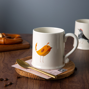 Juego de tazas de gres con logotipo personalizado promocional de Life <span class=keywords><strong>Word</strong></span>, tazas de café de cerámica con patrón de pájaro para venta al por mayor - Product Image 6