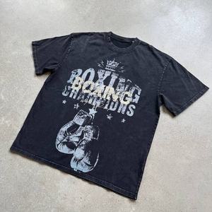 T-shirts pour hommes Youmi personnalisés OEM DTG, style streetwear oversize, 100% coton, col rond, motif délavé à l'acide, 260 GSM, Y2k - Product Image 3