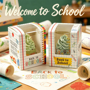 Cajas de Papel <span class=keywords><strong>para</strong></span> Cupcakes con Ventana, Hechas con Materiales Reciclados, <span class=keywords><strong>para</strong></span> Regalos de Fiesta de Regreso a Clases, Contenedores Individuales <span class=keywords><strong>para</strong></span> Cupcakes, Reciclables - Product Image 4