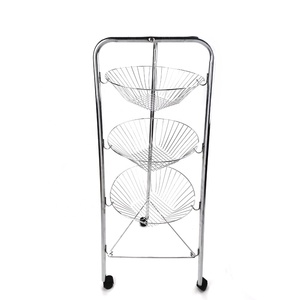 High Quality 3/4 Tier Kitchen Trolley Round <strong>Vegetable</strong> Fruit Cart Trolley Storage Rack <strong>Basket</strong> <strong>Stand</strong> - Product Image 2