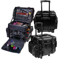 Valise à roulettes souple pour maquilleur, grande capacité, avec logo personnalisé, et ensemble gratuit de sacs en filet