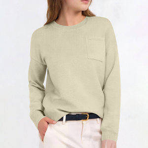 Pull-over coréen à manches longues avec poche pour femmes <span class=keywords><strong>Amazon</strong></span> Automne/Hiver Tricoté pour femmes - Product Image 4