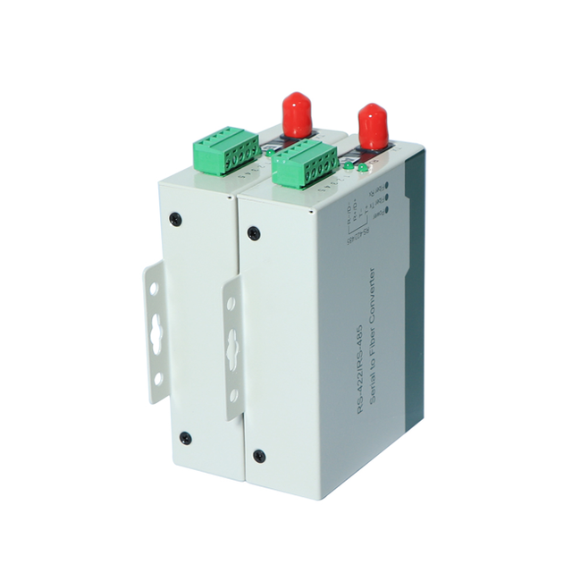 RS485 RS422 Serial to Fiber Media Converter FC Interface SM Single Fiber Industrial Grey Metal Shell for PLC Automation System