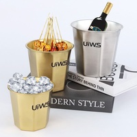 Source transfrontalière 304 seau à glace en acier inoxydable petit stockage à froid en métal moderne pour Champagne bière-pour les fêtes