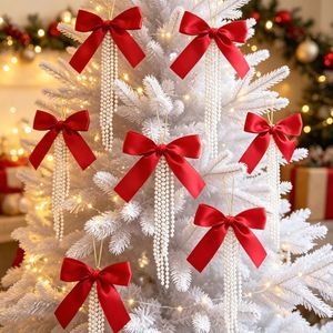 High Quality Pearl Flocked Bow <b>Wall</b> <b>Christmas</b> <b>Tree</b> Ornament Eco-Friendly Reusable DIY <b>Christmas</b> Decorations - Product Image 2