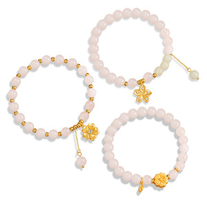 Tao Zhi Yao Yao Plata de Ley 925 con Jade de Hotan, Cristal Rosa Electrochapado, Flor de Cerezo, Estilo Dulce y Lindo, Flor de Instagram - Product Image 1
