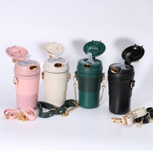 Promotional <b>Easter</b> Bunny Cute Rabbit Ear Stainless Steel Thermo Cup with PU Leather Sleeve and Crossbody Shoulder Chain Strap - Product Image 2