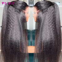 Perruques de cheveux humains vierges bruts Yaki lisses avec cuticules alignées pour femmes noires, perruques frontales en dentelle HD 13x4 13x6 sans colle, prix de gros