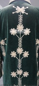Robe élégante en velours vert à motif animalier imprimé, broderie main, manches longues, épaisse, pour femme, style pull-over, finition soignée - Product Image 4
