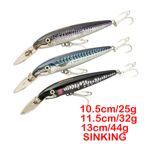 Señuelo artificial sumergible tipo Minnow <span class=keywords><strong>de</strong></span> 60g para pesca <span class=keywords><strong>de</strong></span> arrastre en aguas profundas, con anzuelos grandes, aguja azul, lengüeta <span class=keywords><strong>de</strong></span> hierro, para caballa española, 10.5cm-13cm - Product Image 1
