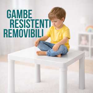 White Square <b>Table</b> 50x50x47 Cm Hard Plastic Children Indoor Outdoor Use - Product Image 3