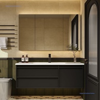 Miroir intelligent moderne de luxe, durable, résistant à l'humidité, imperméable, indéformable, anti-rayures, en céramique intégrée, armoire de salle de bain pour villa