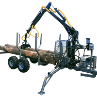 Remorque forestière haute performance avec grue, moteur 6,5 CV et composants de transmission essentiels pour un transport efficace du bois