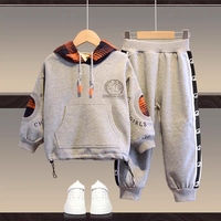 Ensemble 2 pièces pour tout-petits garçons et filles, sweat-shirt imprimé ours + pantalon de jogging avec patch lettres, tenue de printemps pour enfants